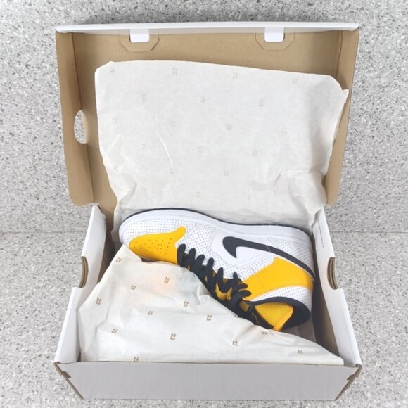 Nike Air Jordan 1 Mid University Gold White Sneakers Shoes - Picture 9 of 15